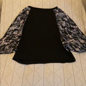 Black Tee with Camo Sleeves never been worn